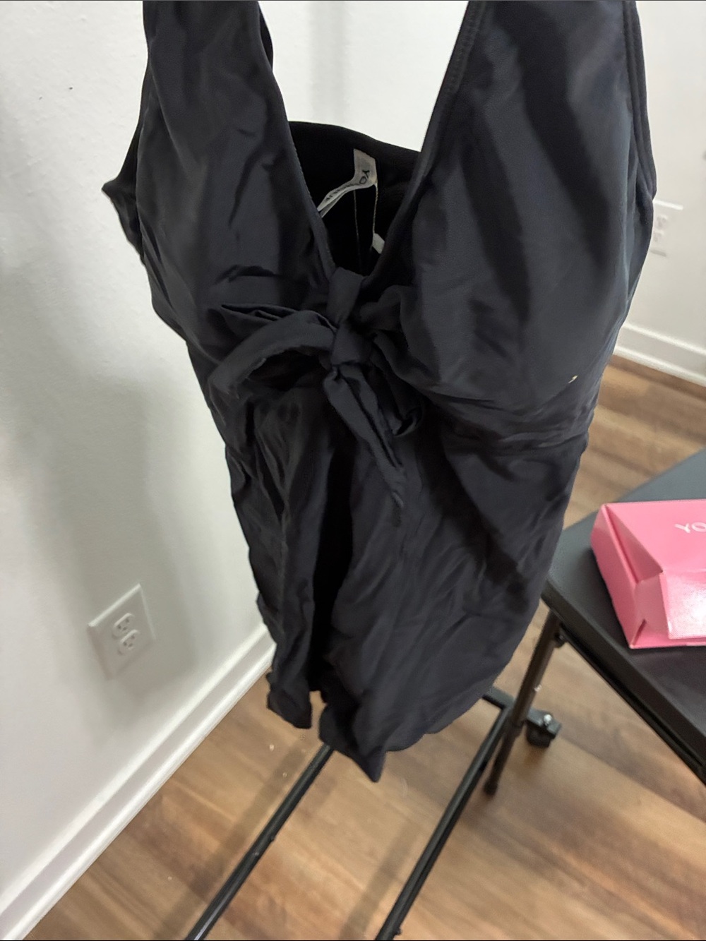Yonique NWT Black Flowy Tankini Tie-Front Women's Swim Top